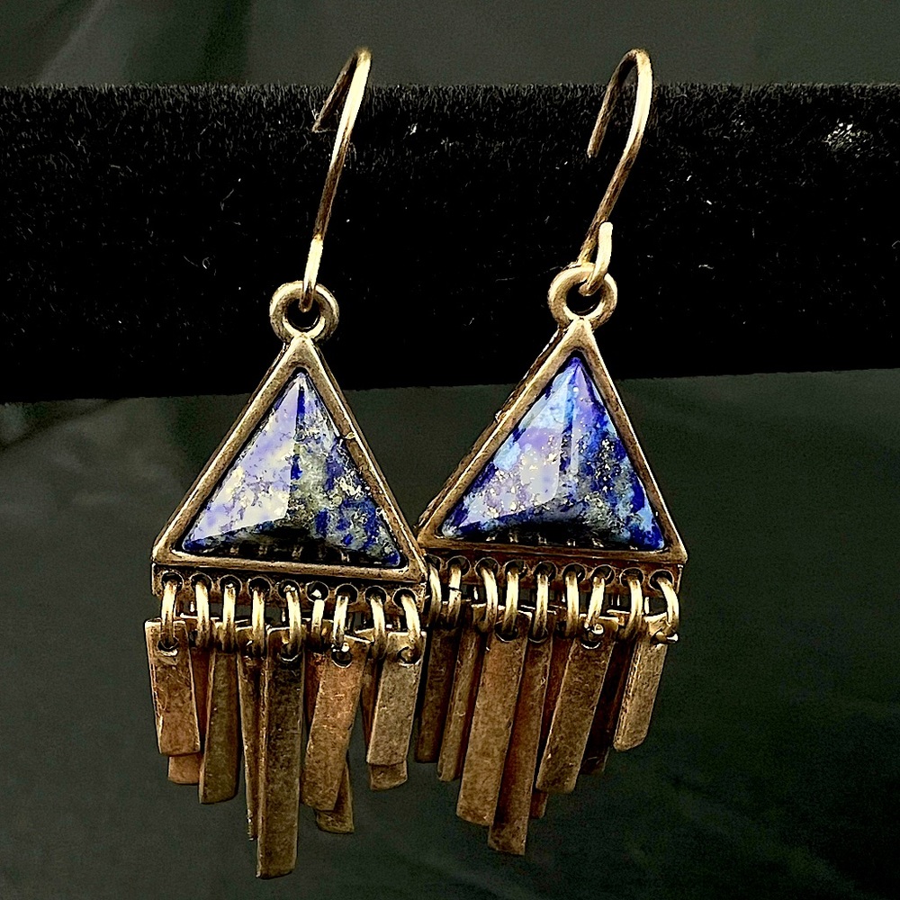 Blue And Gold Statement Earrings